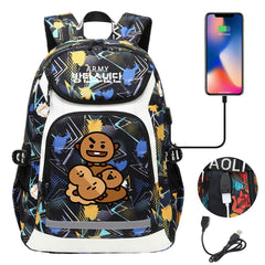 Kpop BTS Shooky USB Charging Backpack School NoteBook Laptop Travel Bags