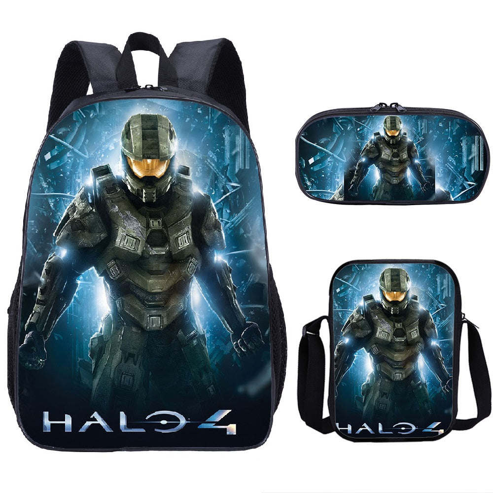 Halo Infinite Schoolbag Backpack Lunch Bag Pencil Case 3pcs Set Gift for Kids Students