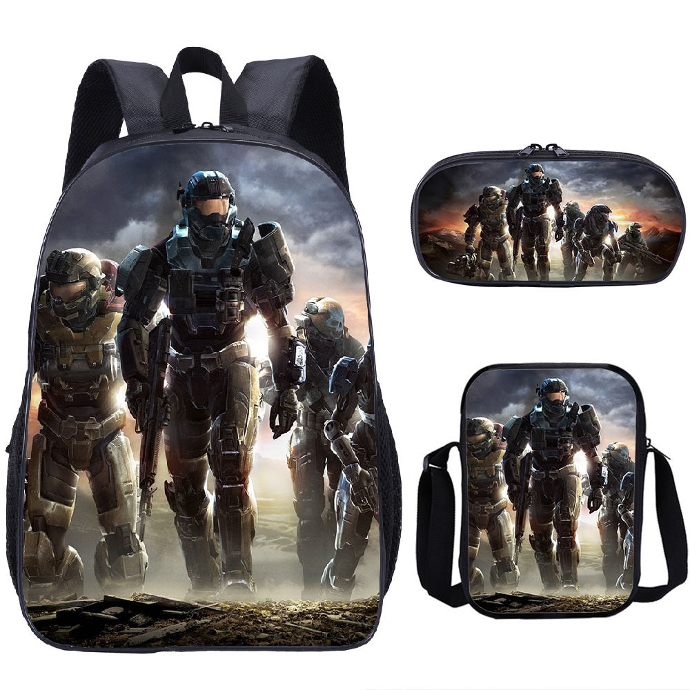 Halo Infinite Schoolbag Backpack Lunch Bag Pencil Case 3pcs Set Gift for Kids Students