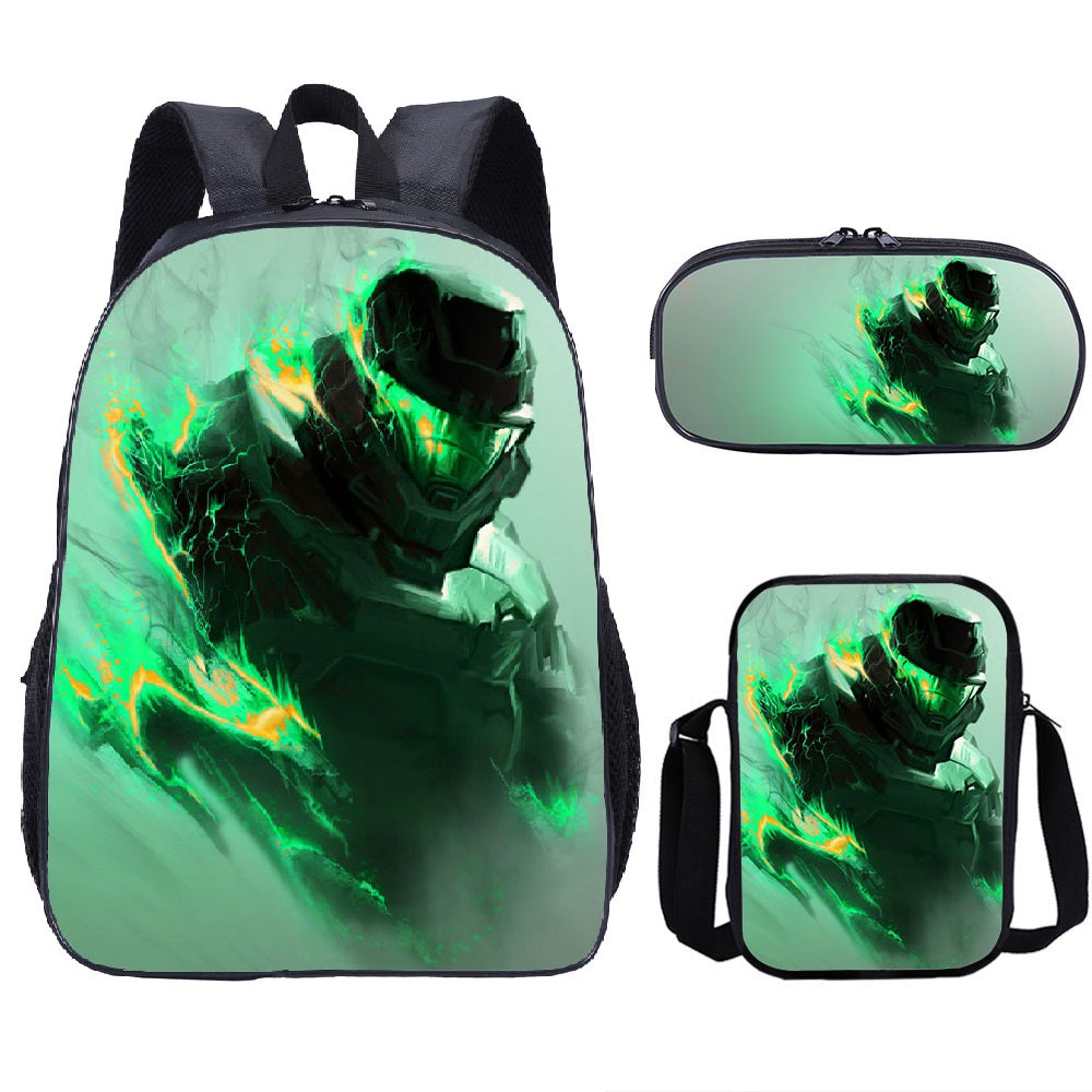 Halo Infinite Schoolbag Backpack Lunch Bag Pencil Case 3pcs Set Gift for Kids Students