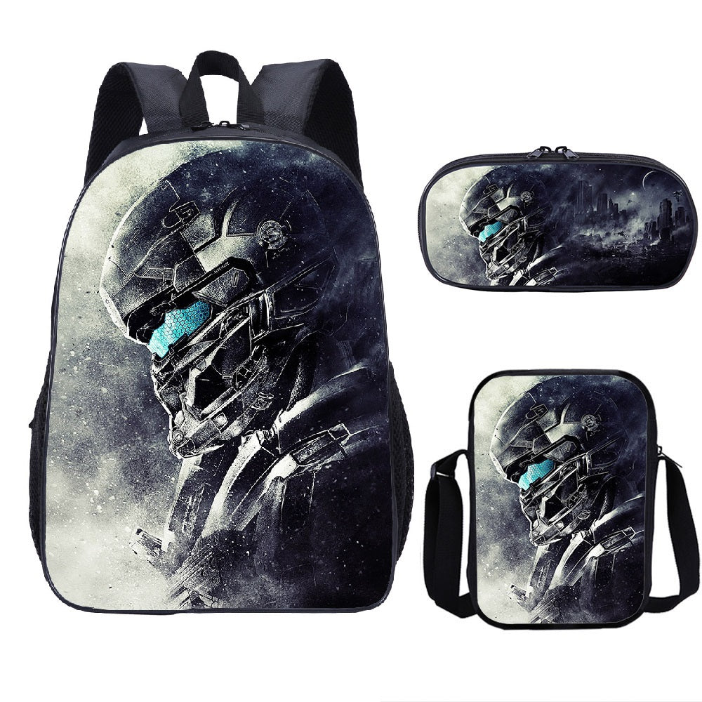 Halo Infinite Schoolbag Backpack Lunch Bag Pencil Case 3pcs Set Gift for Kids Students