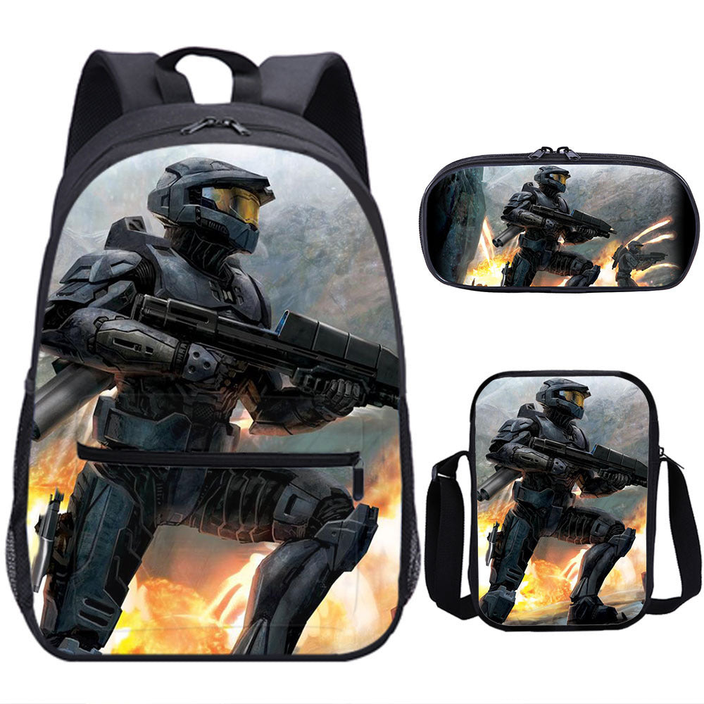 Halo Infinite Schoolbag Backpack Lunch Bag Pencil Case 3pcs Set Gift for Kids Students