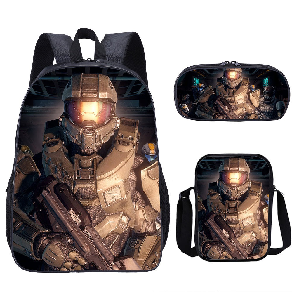 Halo Infinite Schoolbag Backpack Lunch Bag Pencil Case 3pcs Set Gift for Kids Students