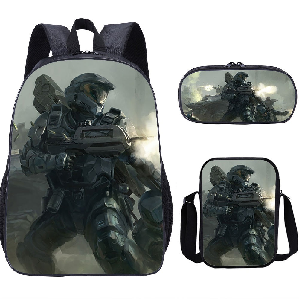 Halo Infinite Schoolbag Backpack Lunch Bag Pencil Case 3pcs Set Gift for Kids Students