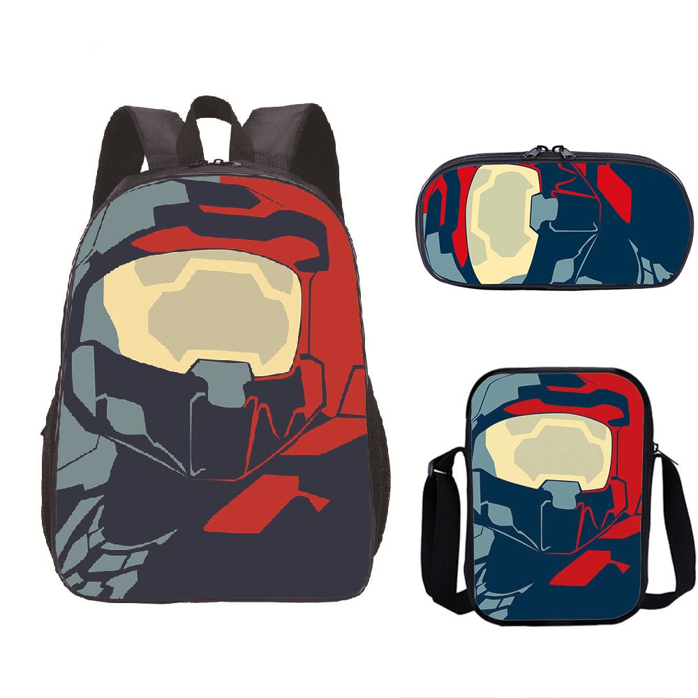 Halo Infinite Schoolbag Backpack Lunch Bag Pencil Case 3pcs Set Gift for Kids Students