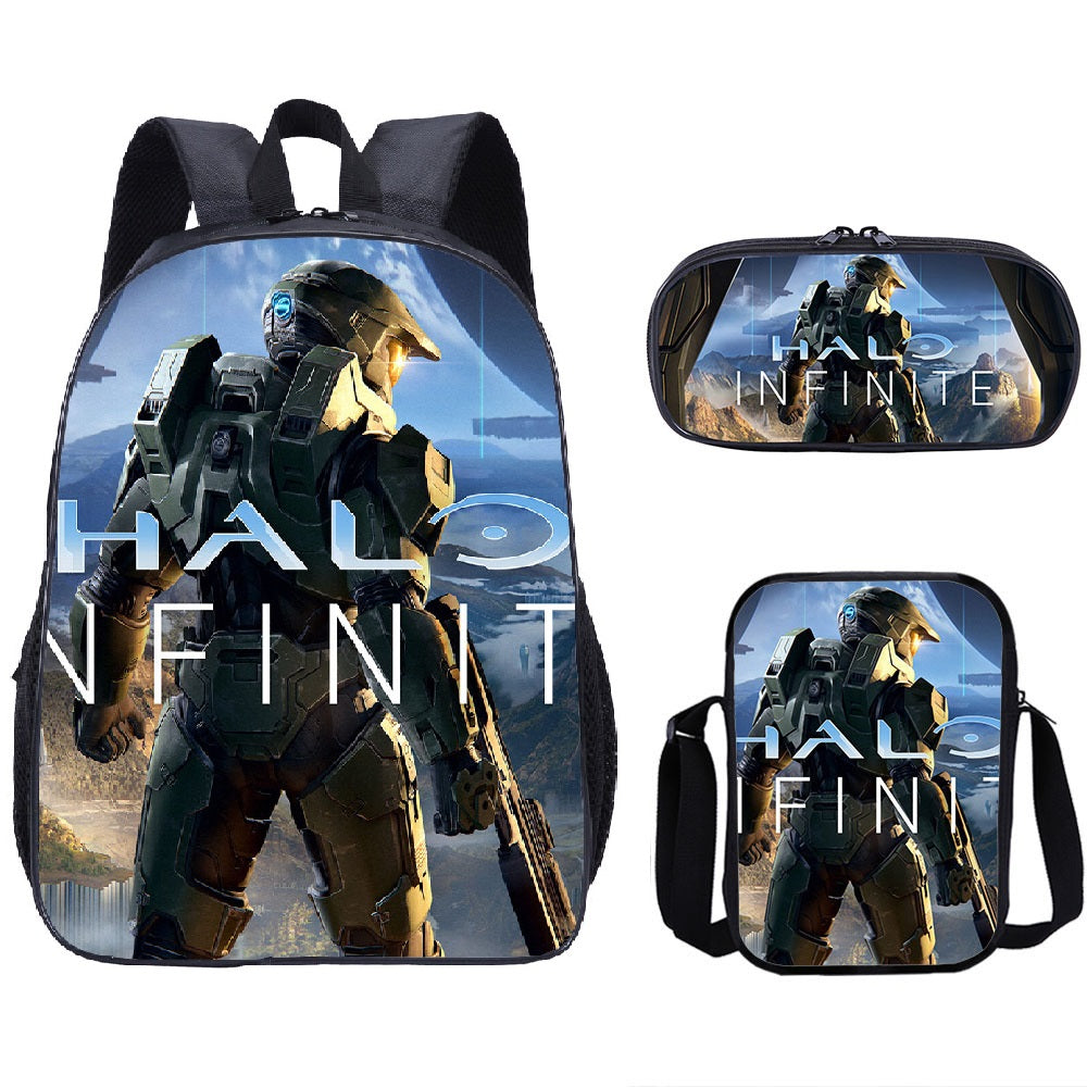 Halo Infinite Schoolbag Backpack Lunch Bag Pencil Case 3pcs Set Gift for Kids Students