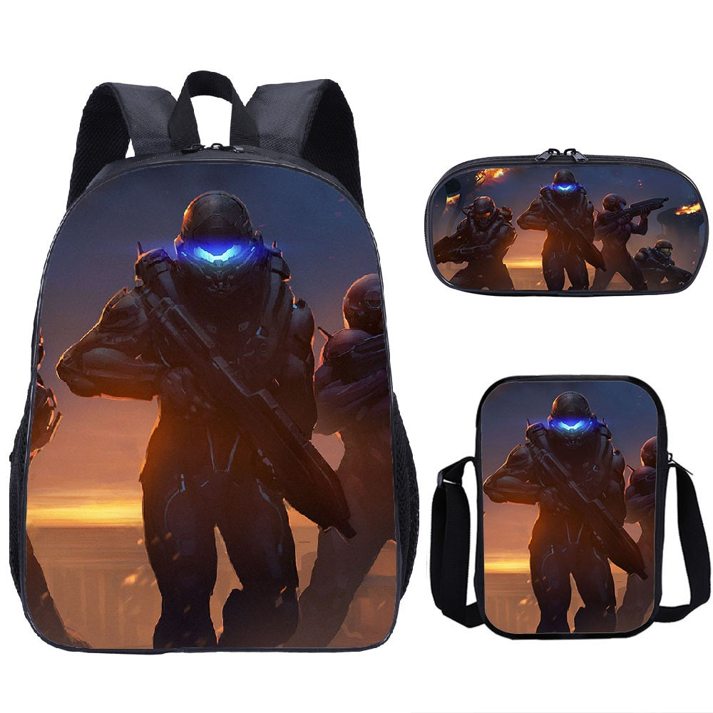 Halo Infinite Schoolbag Backpack Lunch Bag Pencil Case 3pcs Set Gift for Kids Students