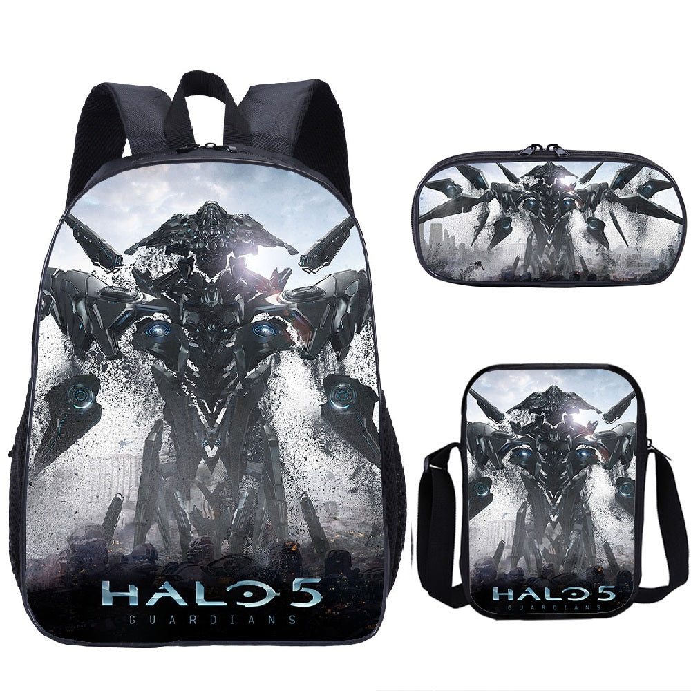 Halo Infinite Schoolbag Backpack Lunch Bag Pencil Case 3pcs Set Gift for Kids Students