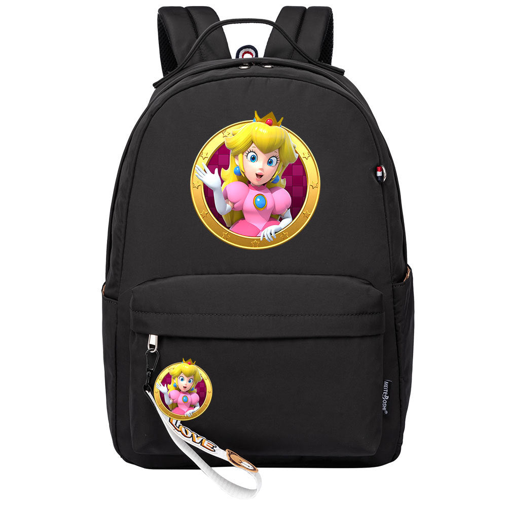 Mario Princess Peach Backpack Shoolbag Notebook Bag Gifts for Kids Students