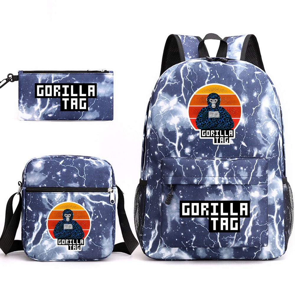 Gorilla Tag SchoolBag Backpack Shoulder Bag Book Pencil Bags 3pcs Set