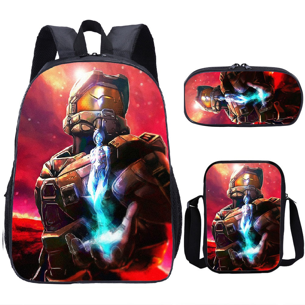 Halo Infinite Schoolbag Backpack Lunch Bag Pencil Case 3pcs Set Gift for Kids Students