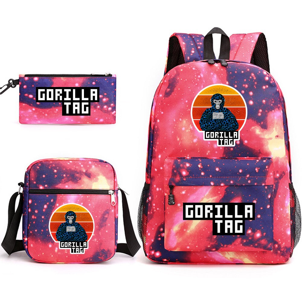 Gorilla Tag SchoolBag Backpack Shoulder Bag Book Pencil Bags 3pcs Set