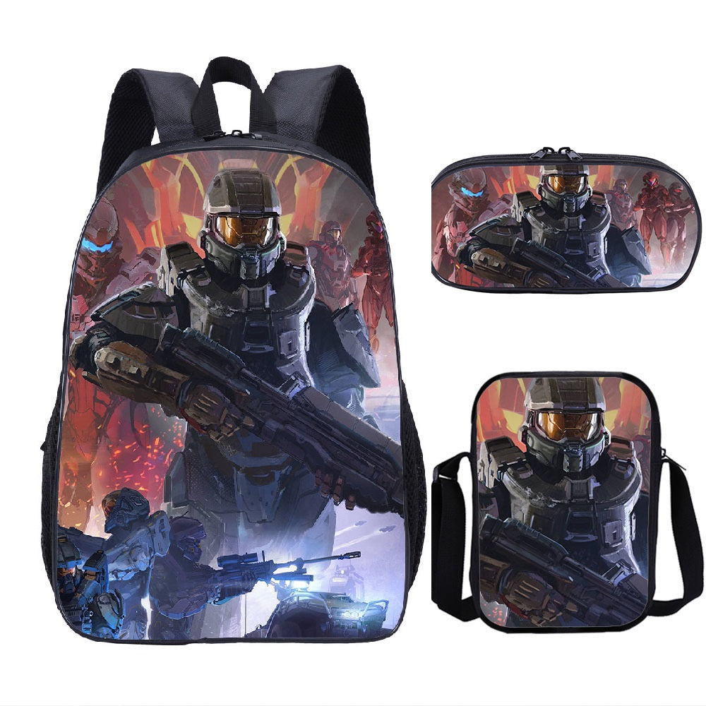 Halo Infinite Schoolbag Backpack Lunch Bag Pencil Case 3pcs Set Gift for Kids Students