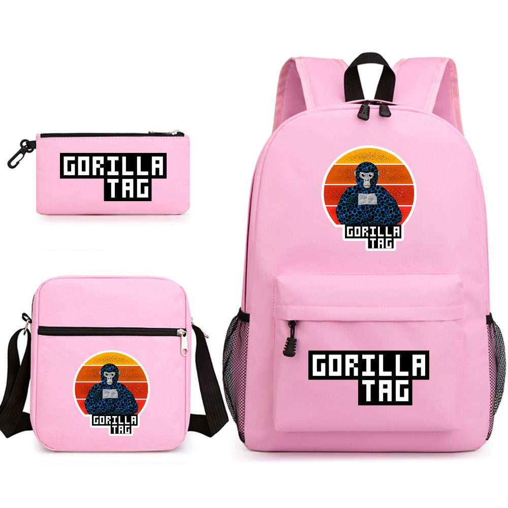 Gorilla Tag SchoolBag Backpack Shoulder Bag Book Pencil Bags 3pcs Set