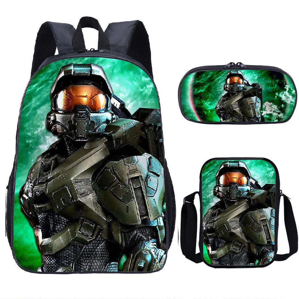 Halo Infinite Schoolbag Backpack Lunch Bag Pencil Case 3pcs Set Gift for Kids Students