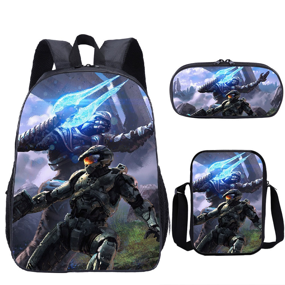 Halo Infinite Schoolbag Backpack Lunch Bag Pencil Case 3pcs Set Gift for Kids Students