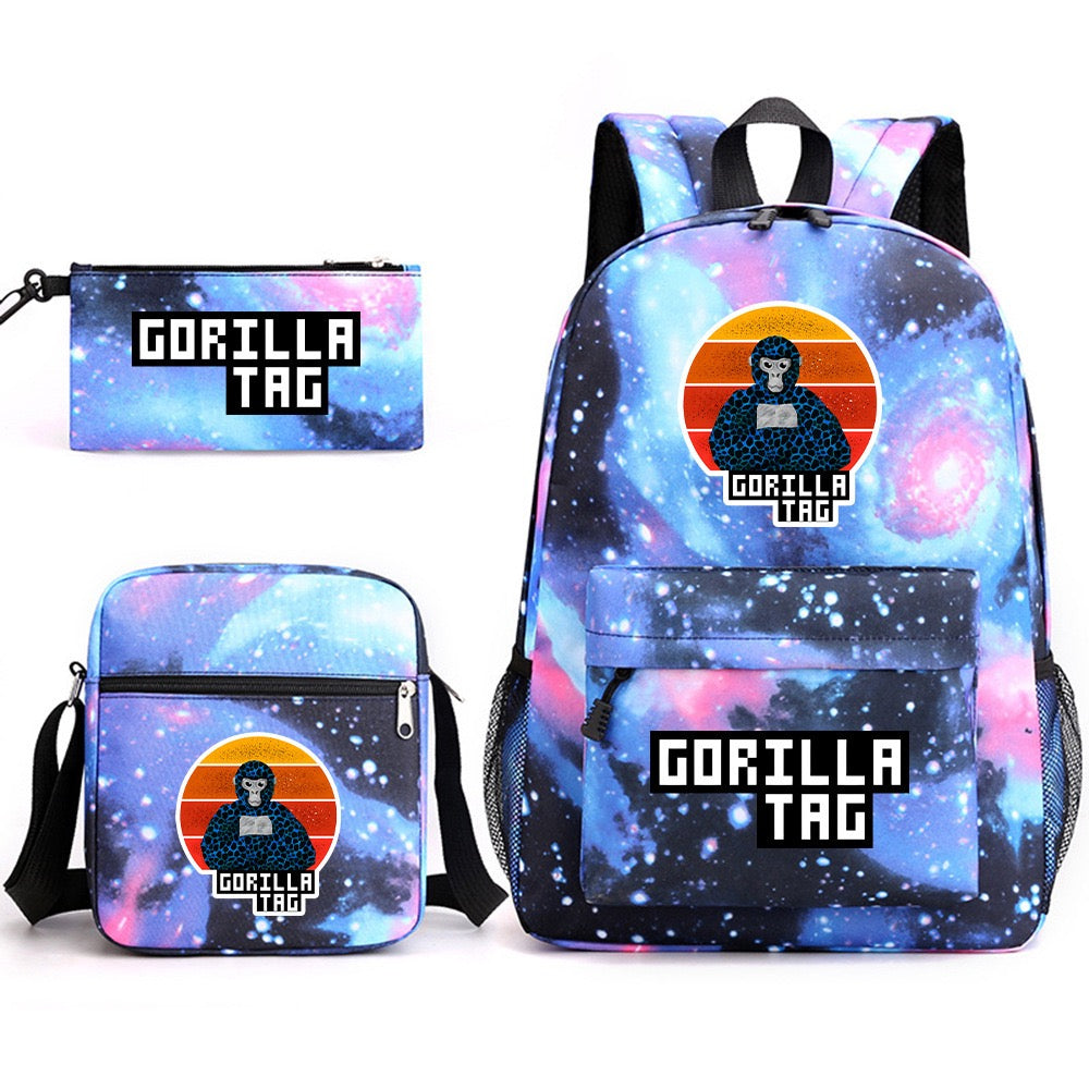 Gorilla Tag SchoolBag Backpack Shoulder Bag Book Pencil Bags 3pcs Set