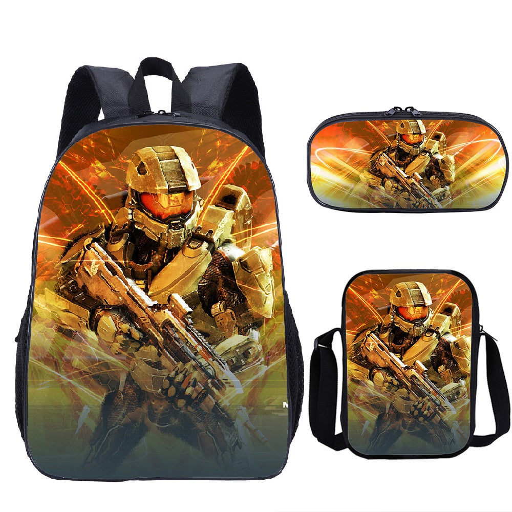 Halo Infinite Schoolbag Backpack Lunch Bag Pencil Case 3pcs Set Gift for Kids Students