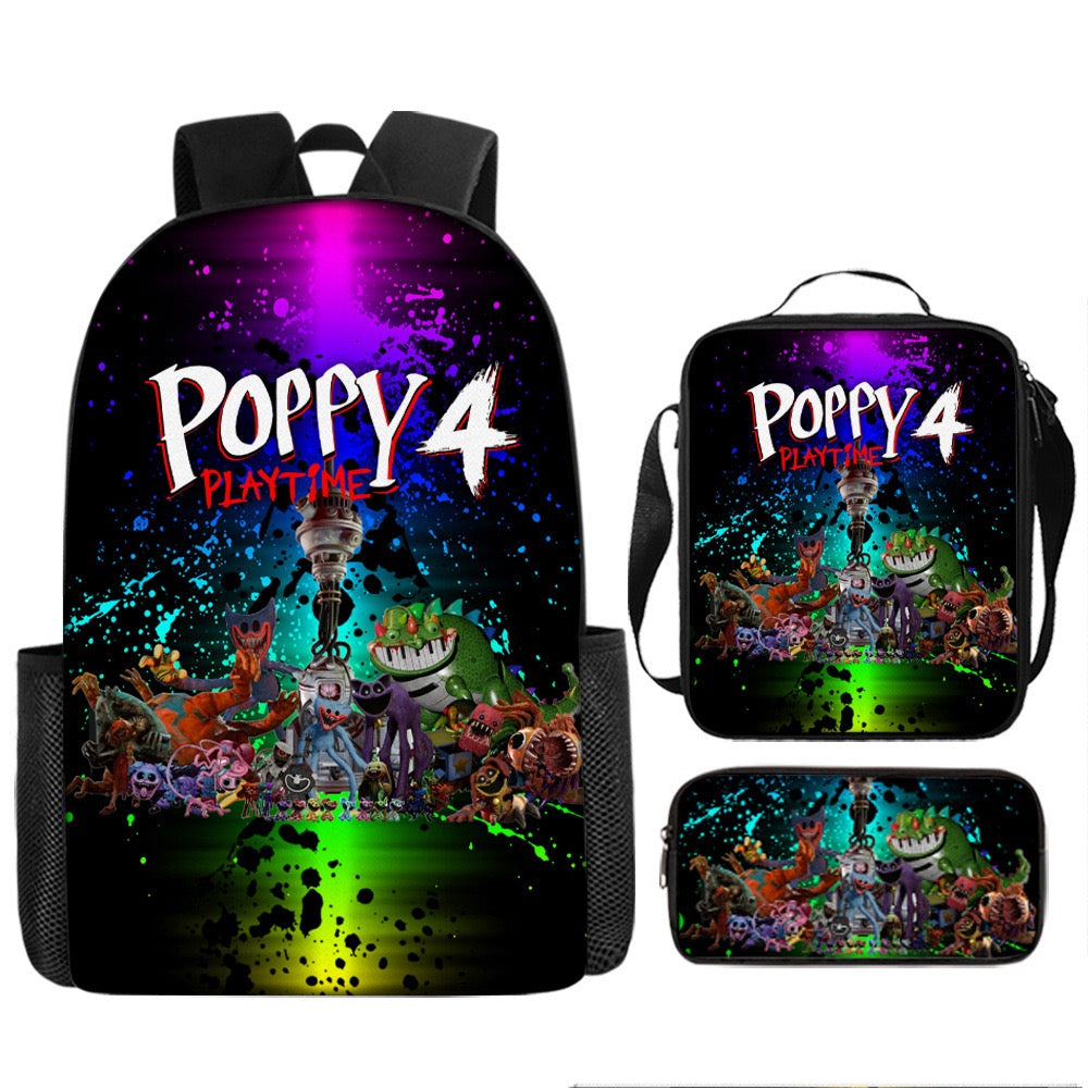 Nightmare Critters Schoolbag Backpack Lunch Bag Pencil Case 3pcs Set Gift for Kids Students