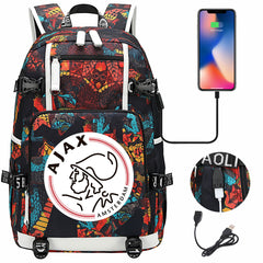 Amsterdamsche Football Club USB Charging Backpack School NoteBook Laptop Travel Bags