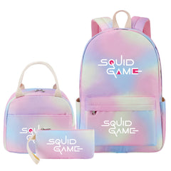 Squid Game Pink Starry Sky SchoolBag Backpack Lunch Box Bag Book Pencil Bags 3pcs Set