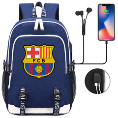 Barcelona Football Club  USB Charging Backpack School Note Book Laptop Travel Bags