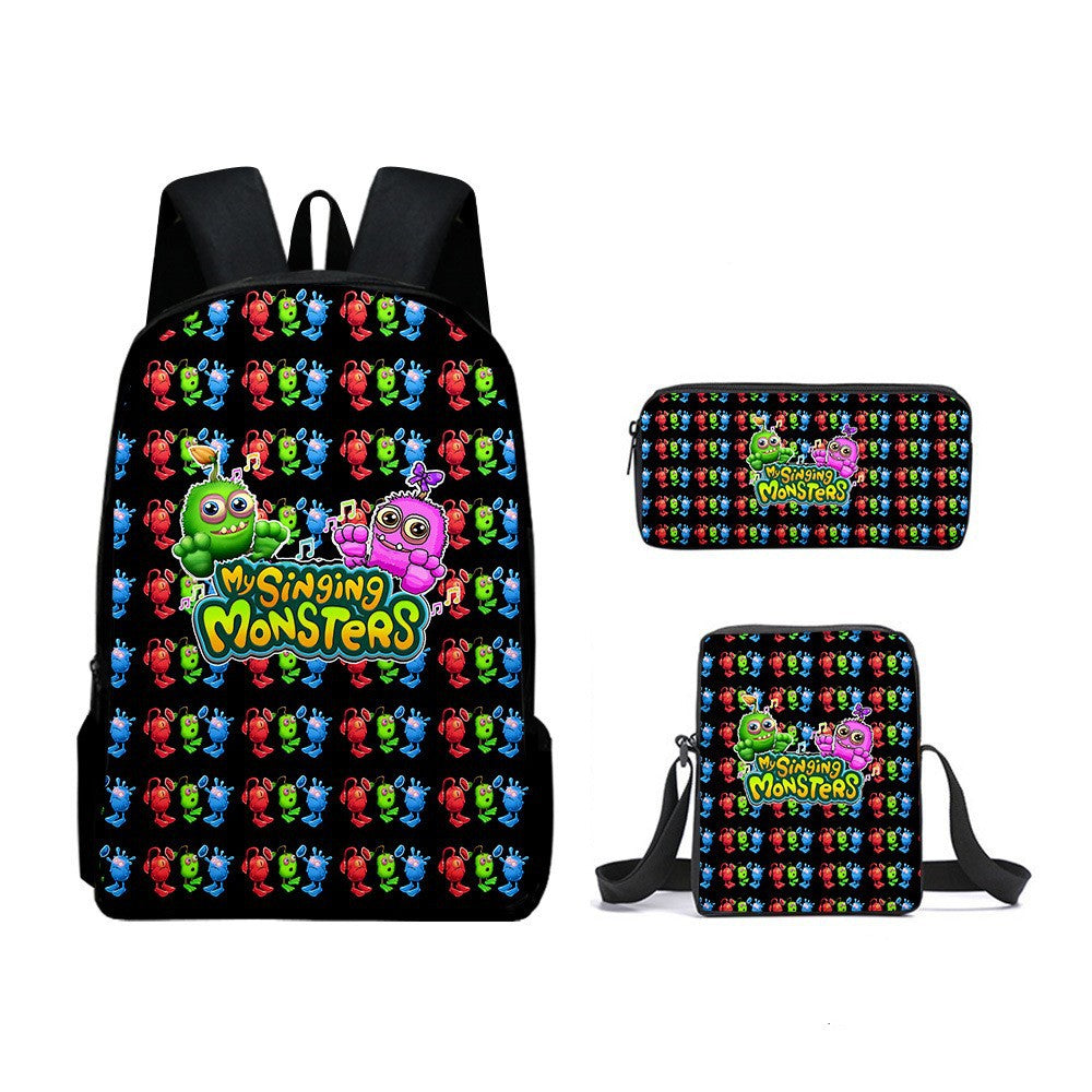 My Singing Monsters Schoolbag Backpack Lunch Bag Pencil Case 3pcs Set Gift for Kids Students