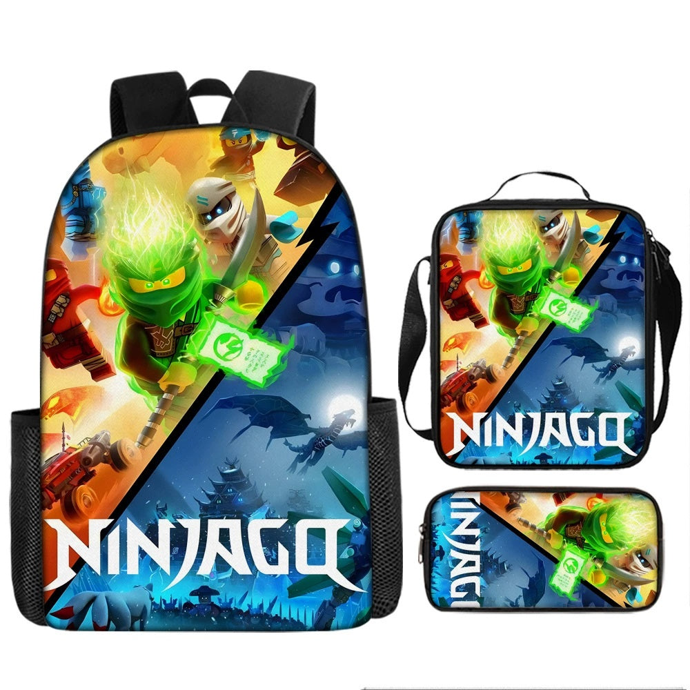 Ninjago Schoolbag Backpack Lunch Bag Pencil Case 3pcs Set Gift for Kids Students