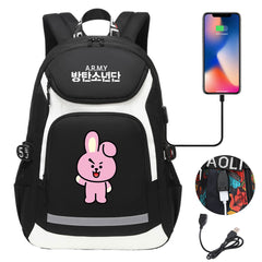 Kpop BTS Cooky USB Charging Backpack School NoteBook Laptop Travel Bags