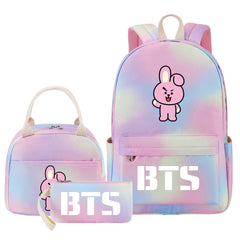 BTS Cooky Pink Starry Sky SchoolBag Backpack Lunch Box Bag Book Pencil Bags 3pcs Set