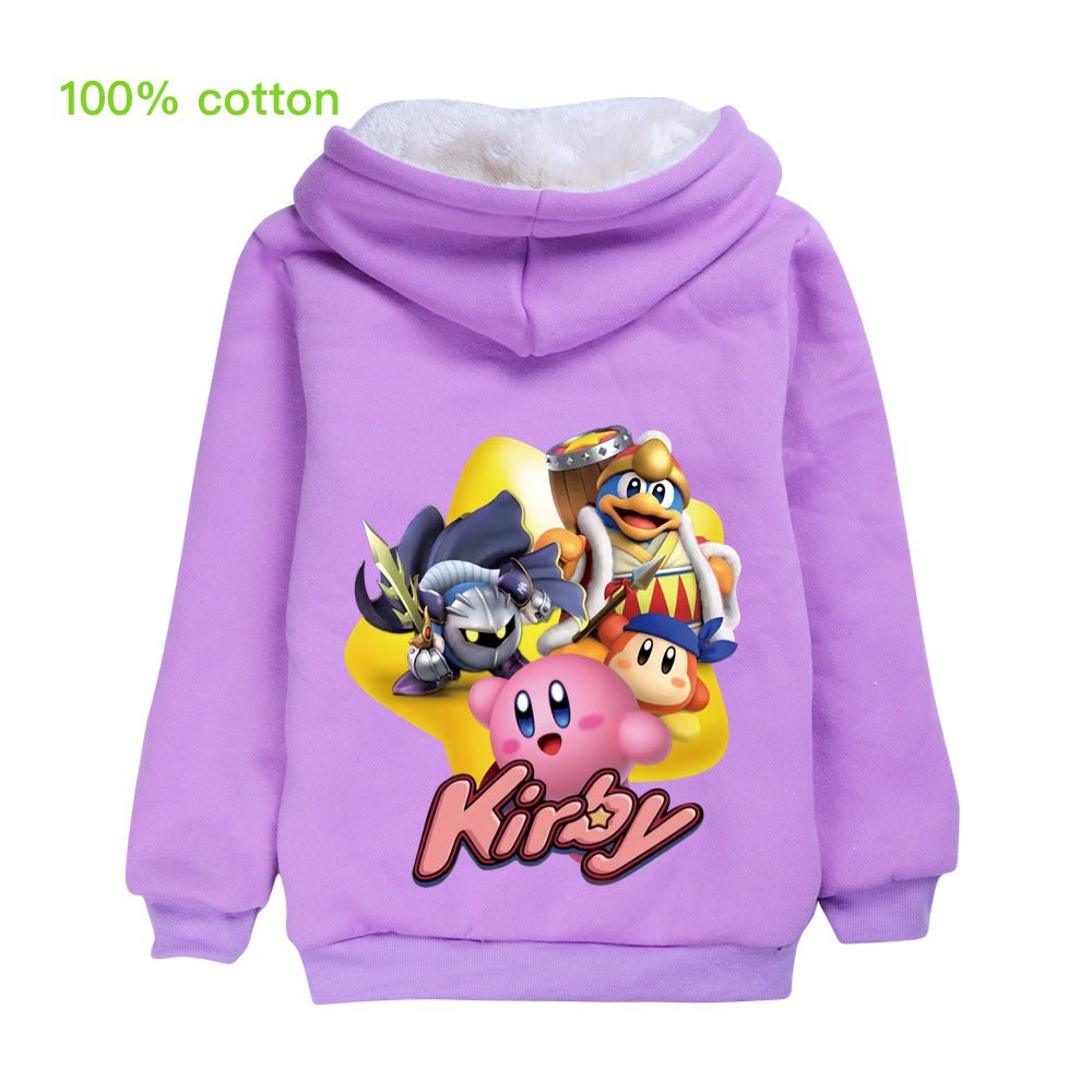Kirby Pullover Hoodie Sweatshirt Autumn Winter Unisex Sweater Zipper Jacket for Kids Boy Girls