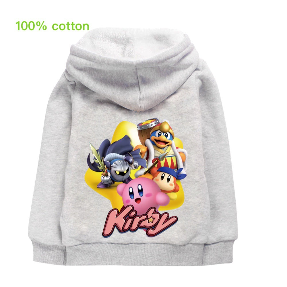 Kirby Pullover Hoodie Sweatshirt Autumn Winter Unisex Sweater Zipper Jacket for Kids Boy Girls