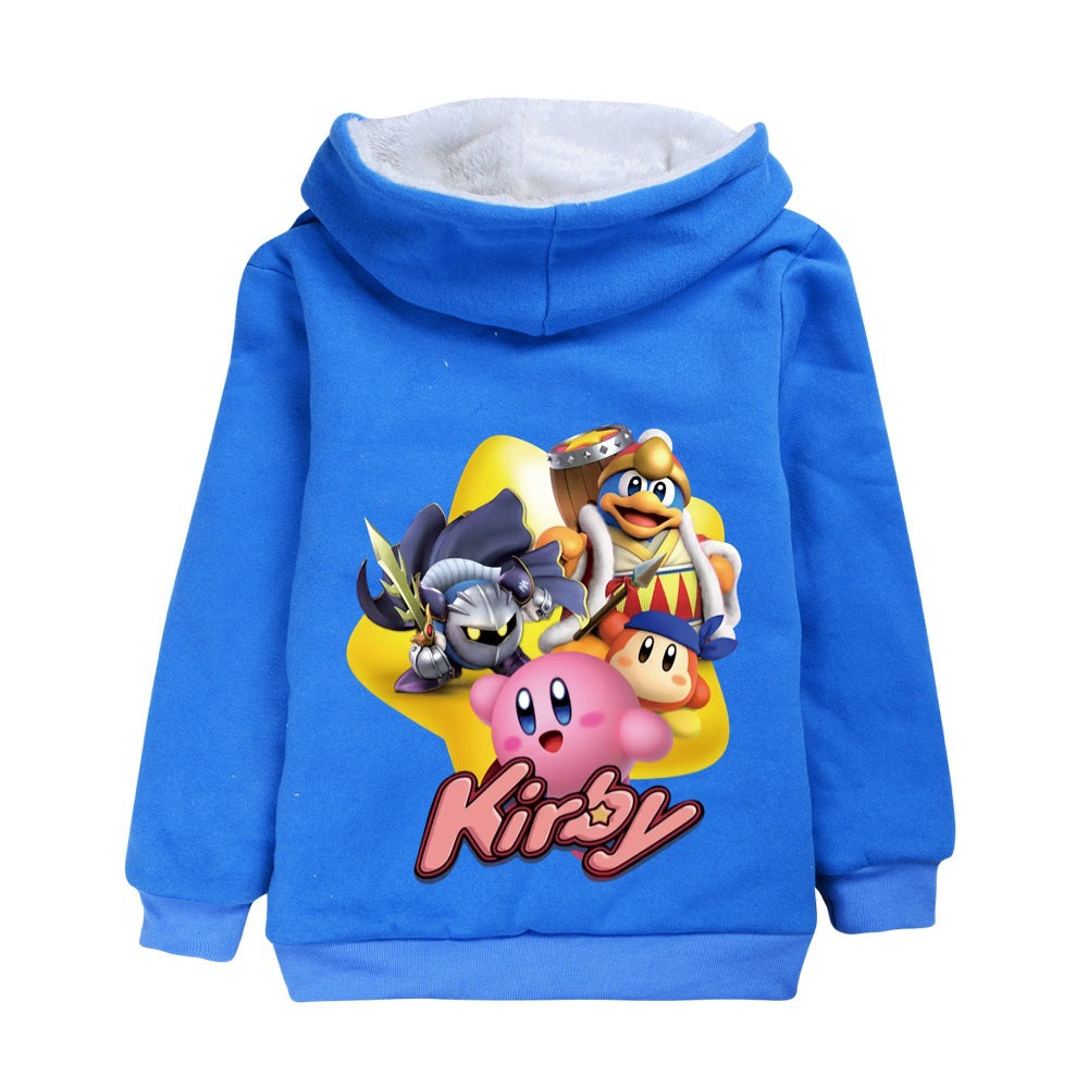 Kirby Pullover Hoodie Sweatshirt Autumn Winter Unisex Sweater Zipper Jacket for Kids Boy Girls