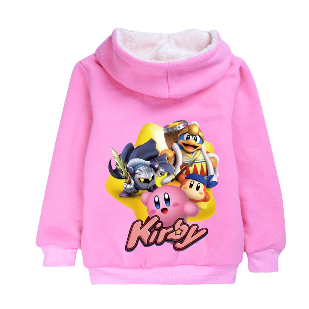 Kirby Pullover Hoodie Sweatshirt Autumn Winter Unisex Sweater Zipper Jacket for Kids Boy Girls