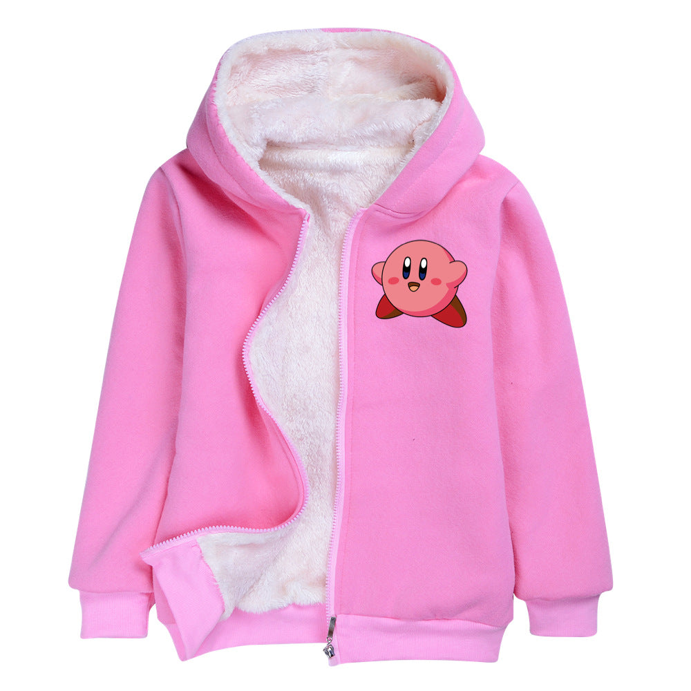 Kirby Pullover Hoodie Sweatshirt Autumn Winter Unisex Sweater Zipper Jacket for Kids Boy Girls