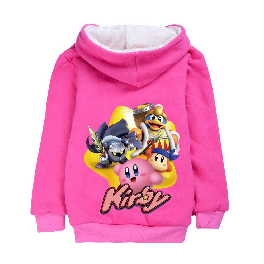Kirby Pullover Hoodie Sweatshirt Autumn Winter Unisex Sweater Zipper Jacket for Kids Boy Girls