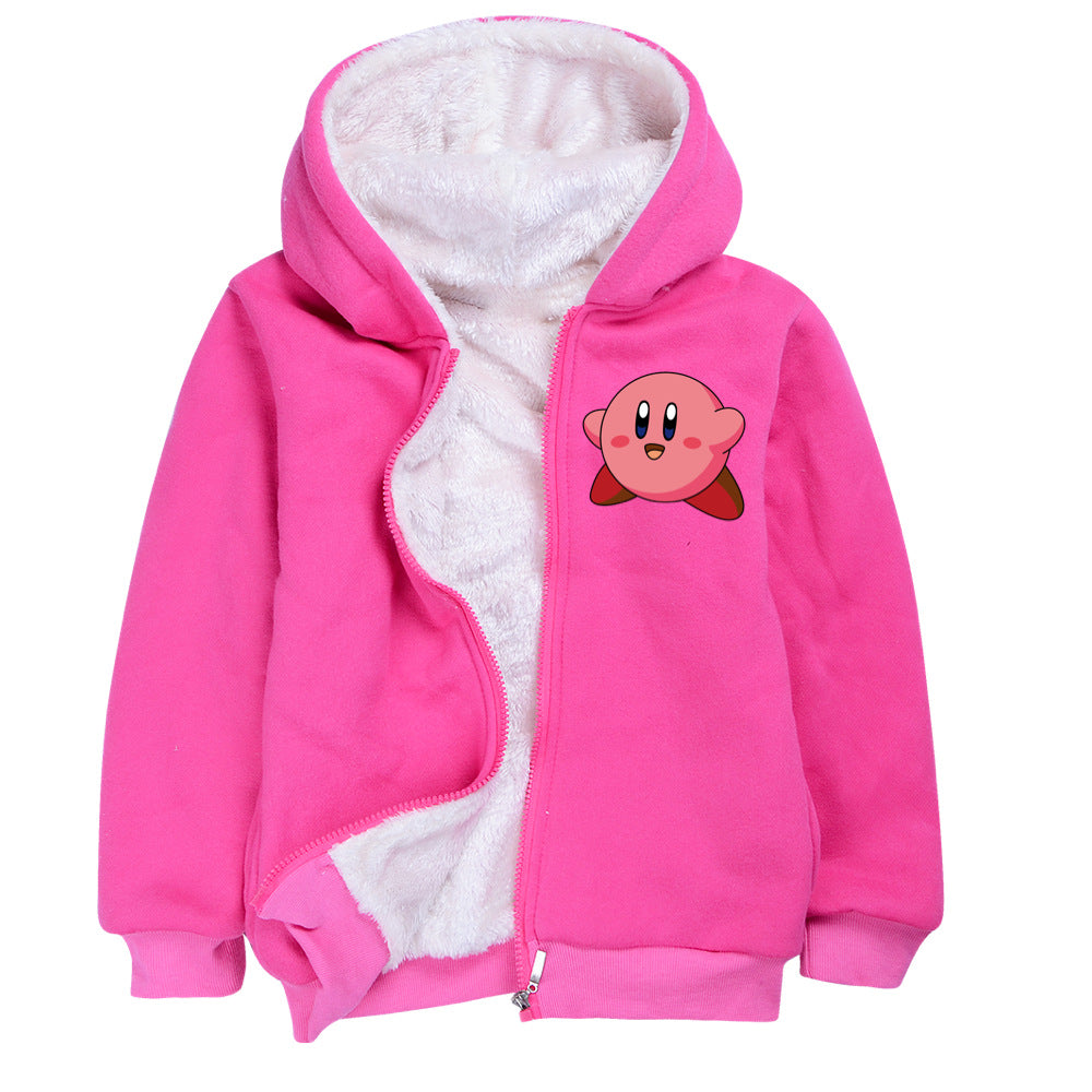 Kirby Pullover Hoodie Sweatshirt Autumn Winter Unisex Sweater Zipper Jacket for Kids Boy Girls
