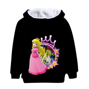 Princess Peach Pullover Hoodie Sweatshirt Autumn Winter Unisex Sweater Zipper Jacket for Kids Boy Girls