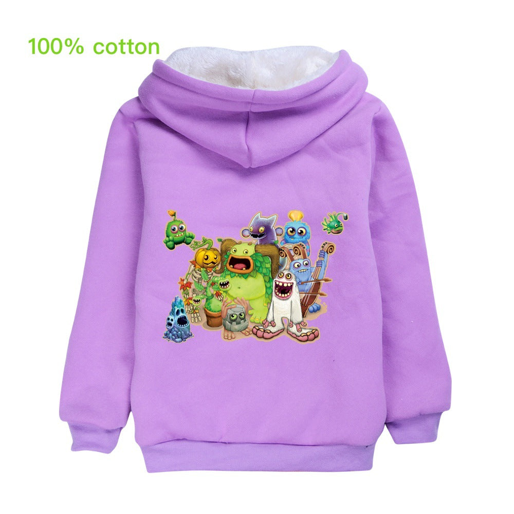 My Singing Monster Pullover Hoodie Sweatshirt Autumn Winter Unisex Sweater Zipper Jacket for Kids Boy Girls