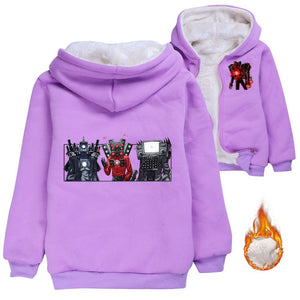 Skibidi Toilet Man Pullover Hoodie Sweatshirt Autumn Winter Unisex Sweater Zipper Jacket for Kids Boy Girls