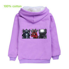 Skibidi Toilet Man Pullover Hoodie Sweatshirt Autumn Winter Unisex Sweater Zipper Jacket for Kids Boy Girls