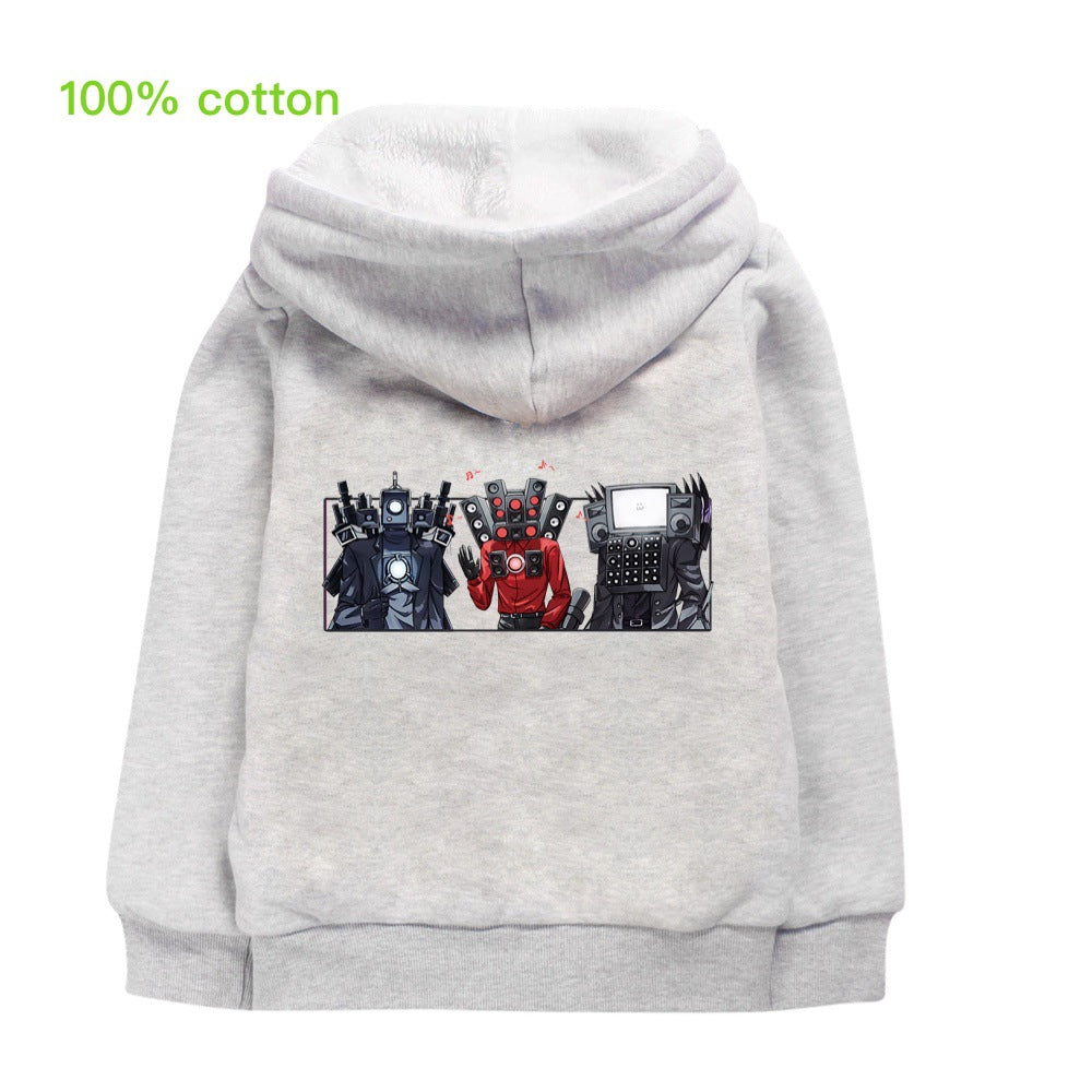 Skibidi Toilet Man Pullover Hoodie Sweatshirt Autumn Winter Unisex Sweater Zipper Jacket for Kids Boy Girls