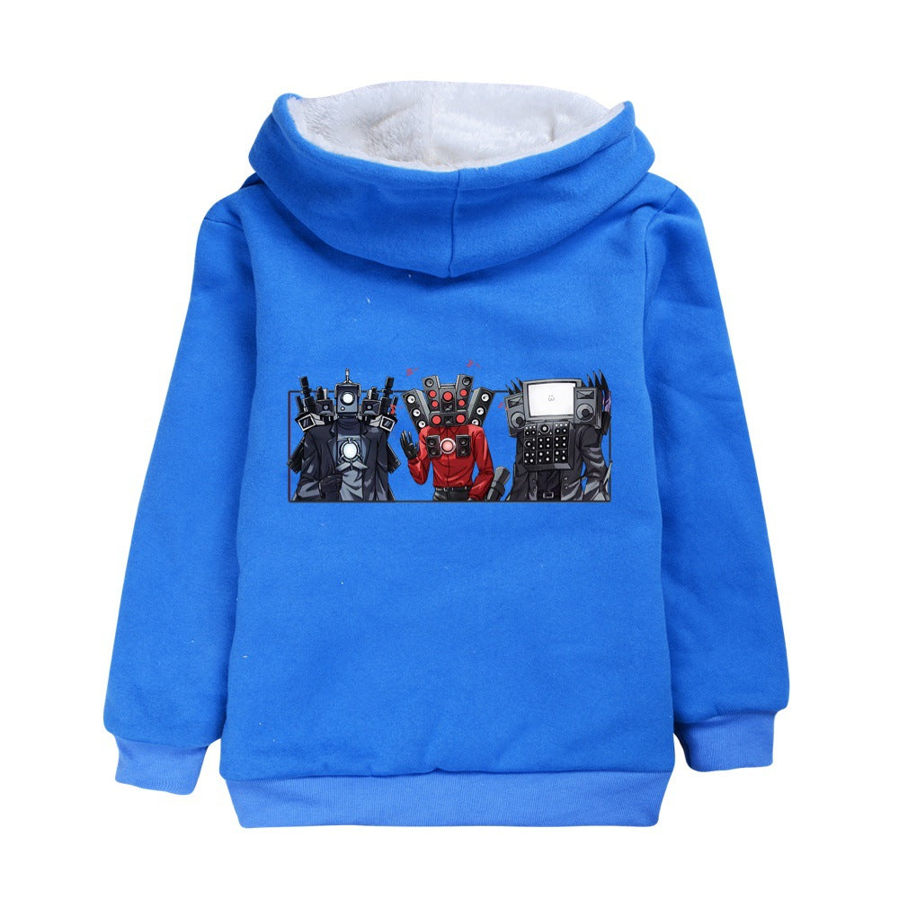 Skibidi Toilet Man Pullover Hoodie Sweatshirt Autumn Winter Unisex Sweater Zipper Jacket for Kids Boy Girls