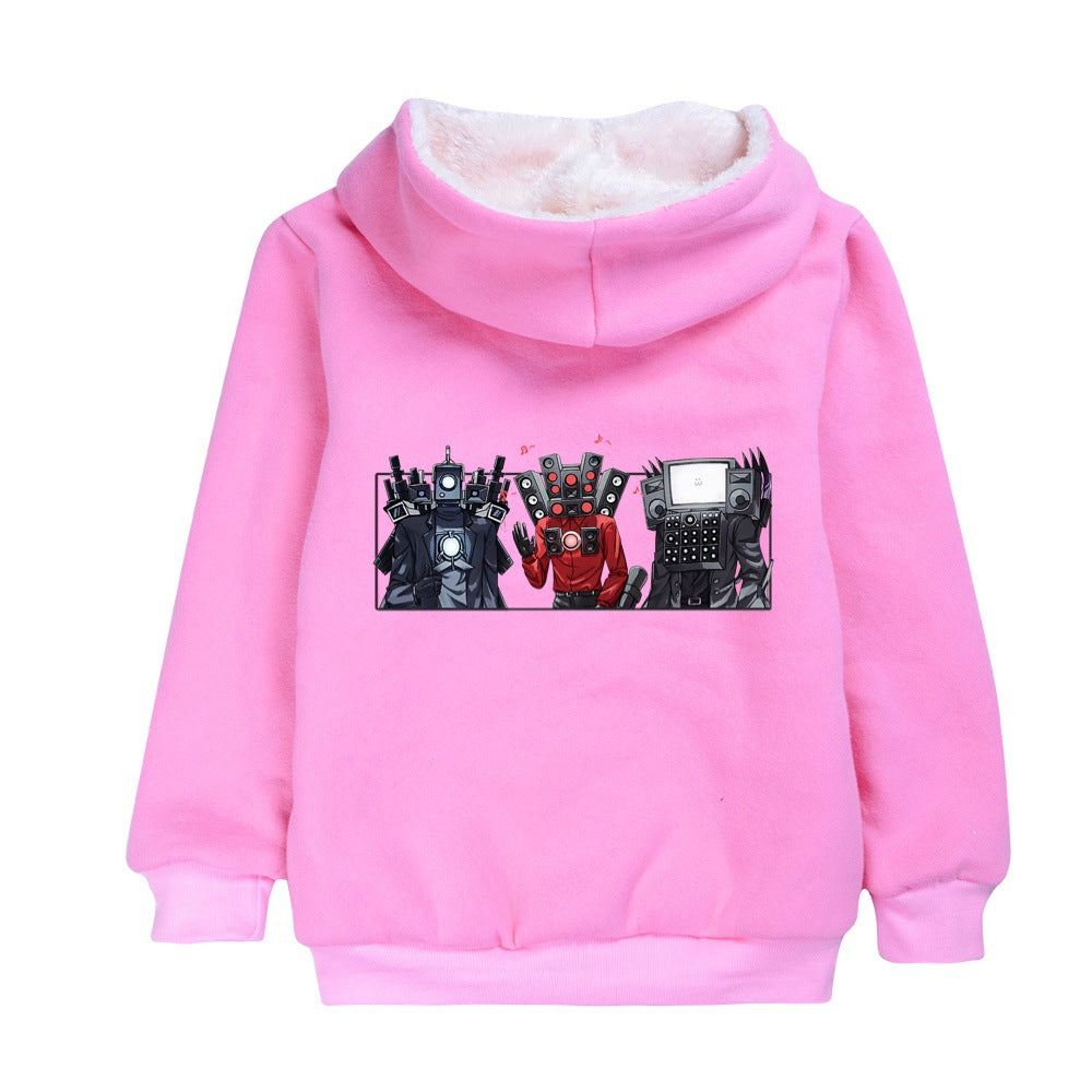 Skibidi Toilet Man Pullover Hoodie Sweatshirt Autumn Winter Unisex Sweater Zipper Jacket for Kids Boy Girls