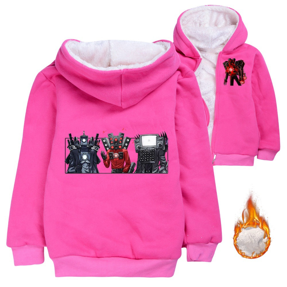 Skibidi Toilet Man Pullover Hoodie Sweatshirt Autumn Winter Unisex Sweater Zipper Jacket for Kids Boy Girls