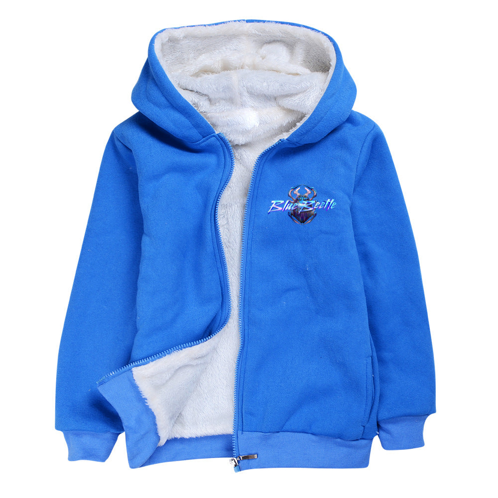 Blue Beetle Pullover Hoodie Sweatshirt Autumn Winter Unisex Sweater Zipper Jacket for Kids Boy Girls