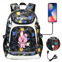Kpop BTS Cooky USB Charging Backpack School NoteBook Laptop Travel Bags