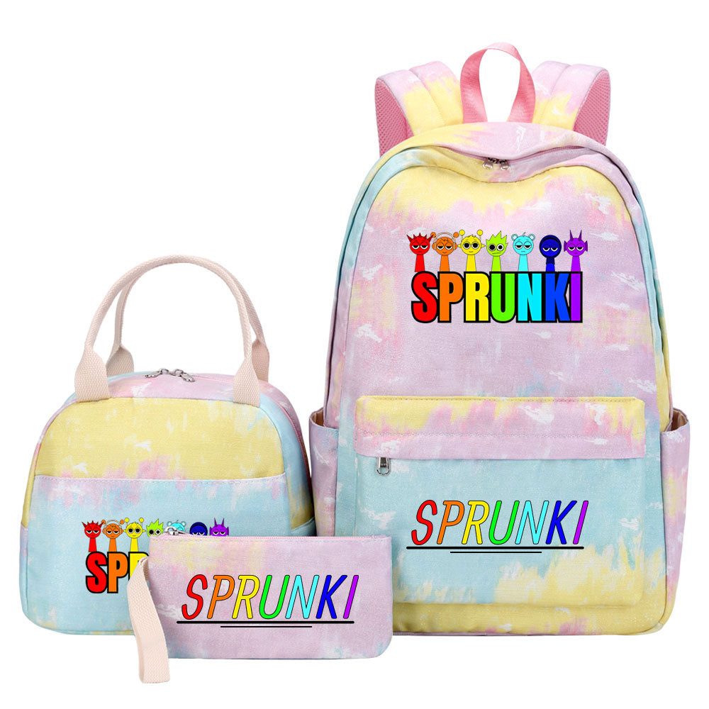 Sprunki Pink Starry Sky SchoolBag Backpack Lunch Box Bag Book Pencil Bags 3pcs Set