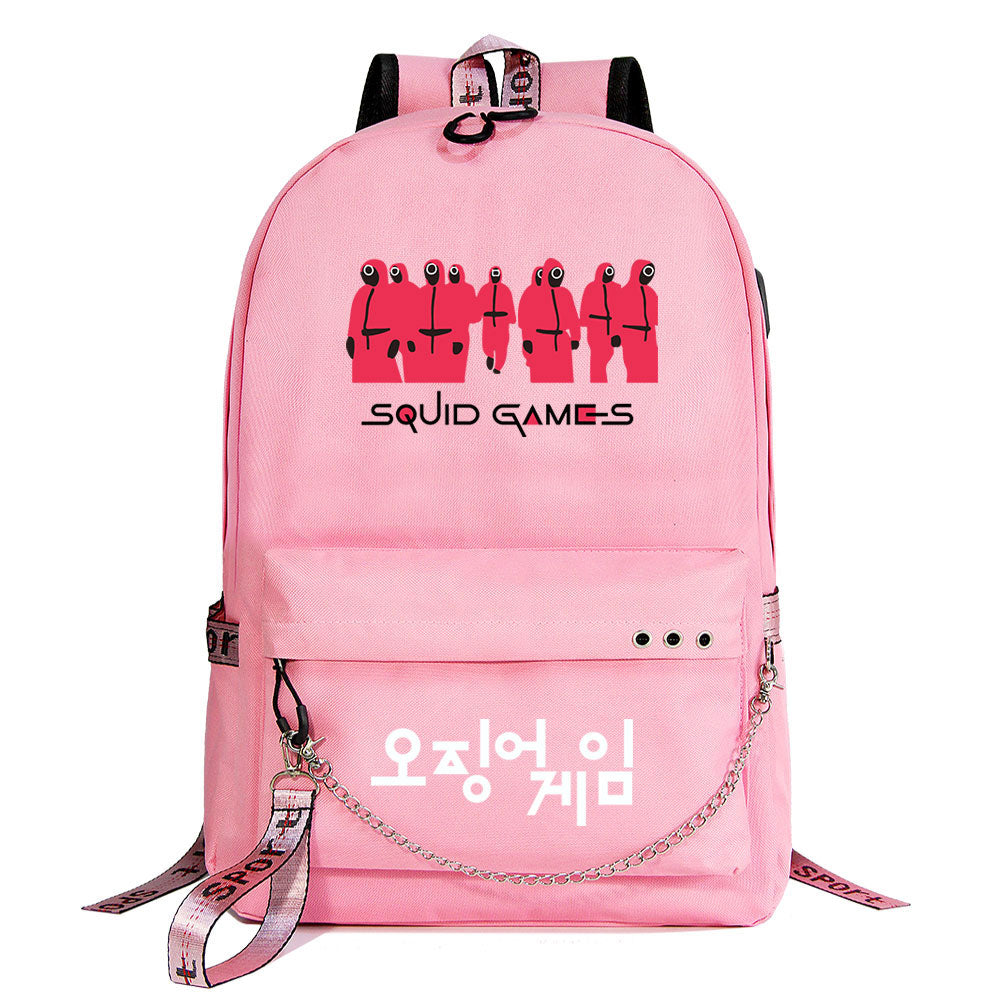 Squid Game USB Charging Backpack Shoolbag Notebook Bag Gifts for Kids Students