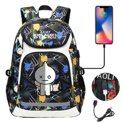 Kpop BTS Van USB Charging Backpack School NoteBook Laptop Travel Bags